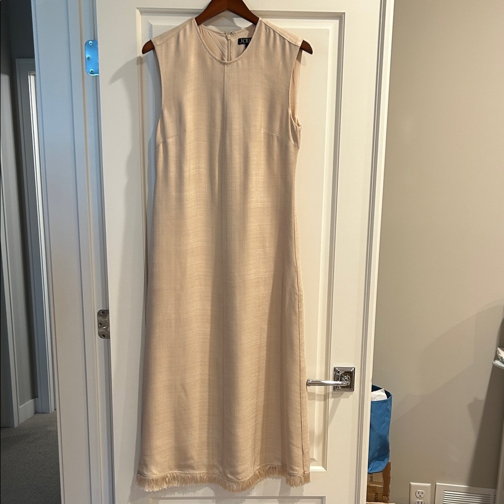 J. Crew Cream Sleeveless Glazed Linen Maxi Dress